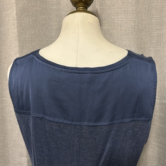 Gorgeous Lands End Tunic Style Tank-Sz M(10/12)-Satiny Trim-Blue-Rayon - Picture 9 of 16